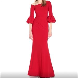 Betsy Adam Red Beautiful Bell Sleeve Gown Maxi Dress Size 2